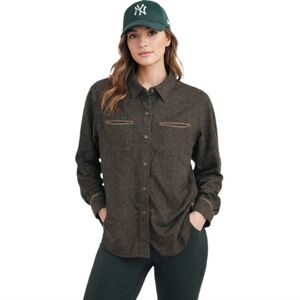 Patagonia Vintage 90s W's Long Sleeve Speckled Button Up Wool Silk Blend Shirt